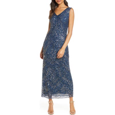 Pisarro Nights Sequin & Beaded Evening Dress