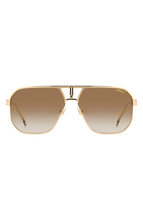62mm Oversize Navigator Sunglasses in Gold/Brown Shaded