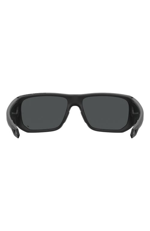 Shop Under Armour Attack 2 63mm Wrap Sunglasses In Matte Black/grey Oleophobic