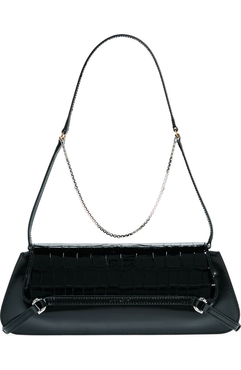 Givenchy Voyou Croc Embossed Leather Shoulder Bag, Alternate, color, Black