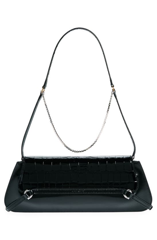 Shop Givenchy Voyou Croc Embossed Leather Shoulder Bag In Black