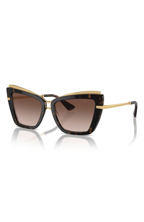 Shop Dolce & Gabbana Dolce&gabbana 54mm Gradient Cat Eye Sunglasses In Brown Gradient