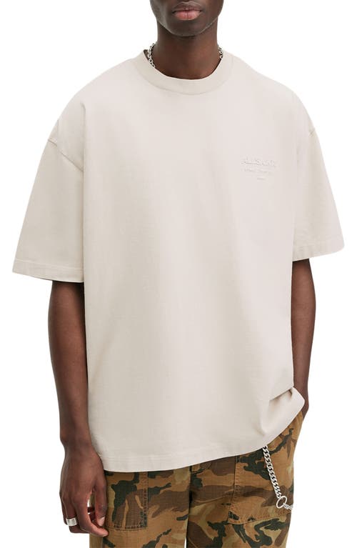Allsaints Xander Flocked Logo Oversized T-shirt In Muted White