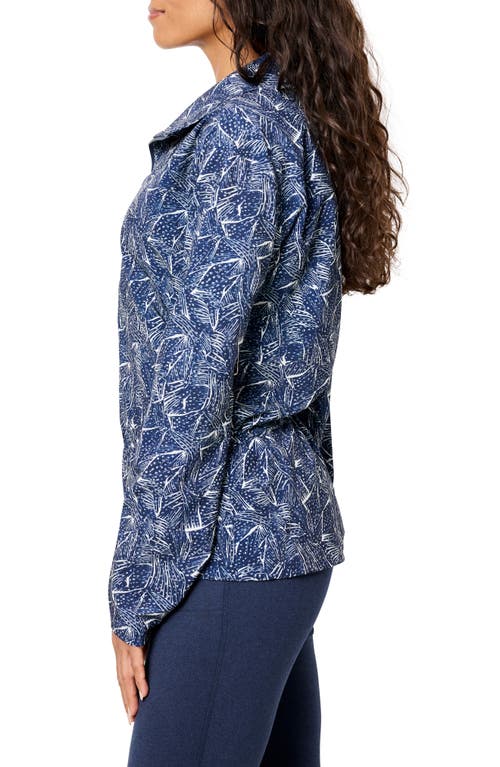 Nz Active By Nic+zoe Falling Fans Tech Stretch Zip Jacket In Indigo Multi
