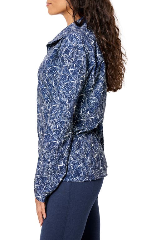 Shop Nz Active By Nic+zoe Falling Fans Tech Stretch Zip Jacket In Indigo Multi