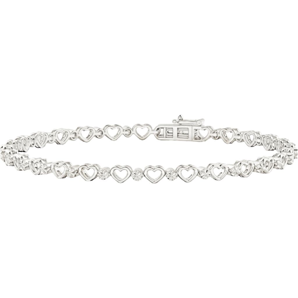 Donatello Gian Diamond Cut And Hearts Bracelet In Silver