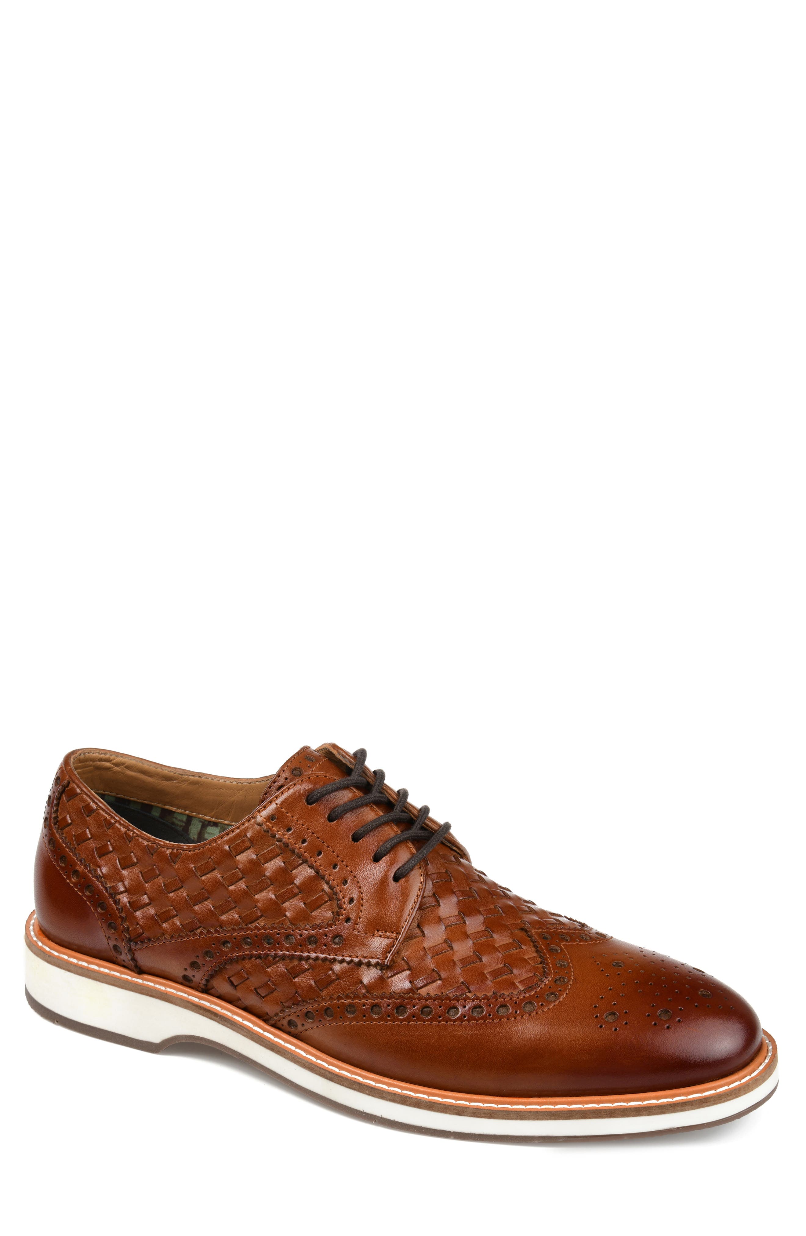 Men's Dress Shoes Liberty Heathered Tweed Perforated Brown/Beige Wing tip Oxford 