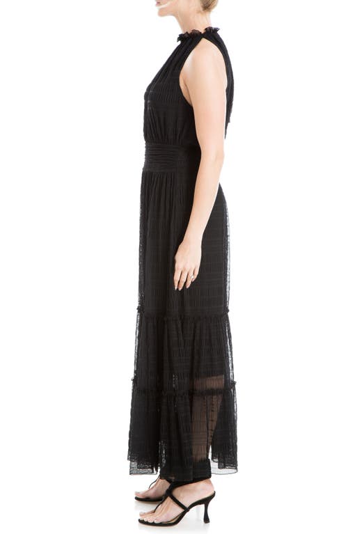 Max Studio Mock Neck Lace Mesh Dress In Black