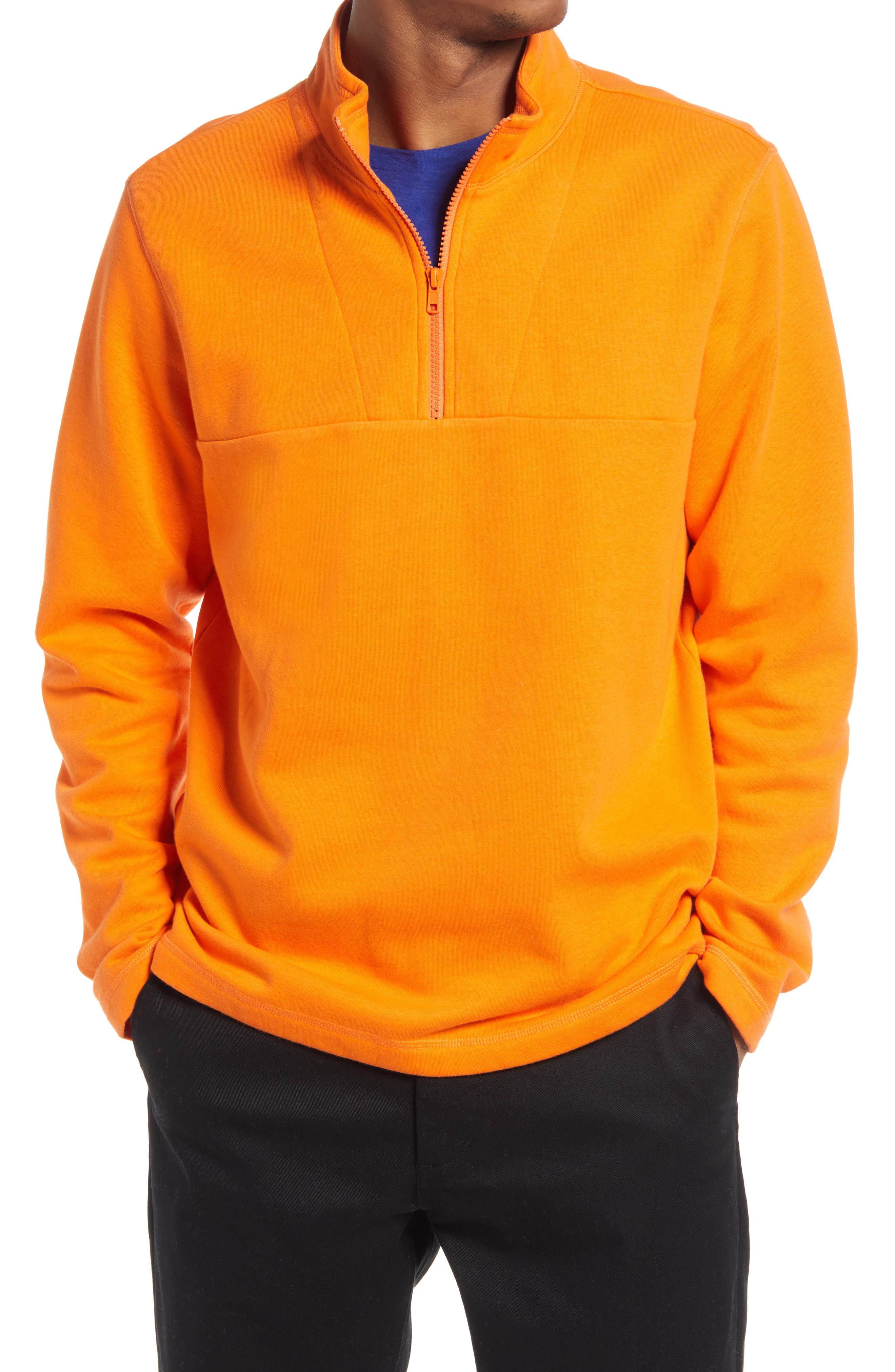 orange quarter zip pullover