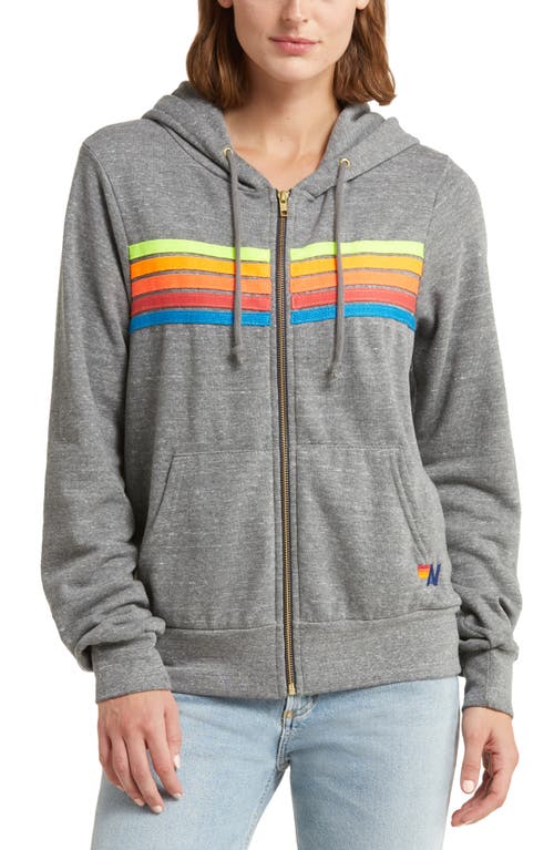 Shop Aviator Nation 5-stripe Zip Hoodie In Heather/neon Rainbow