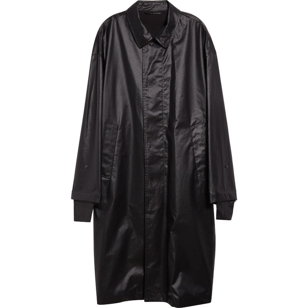 Lemaire Boxy Coated Water Repellent Rain Coat In Ash Black