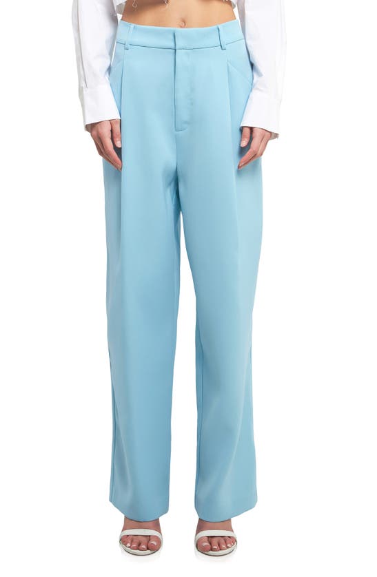 Endless Rose Classic Pleated Suit Trousers In Ocean Blue