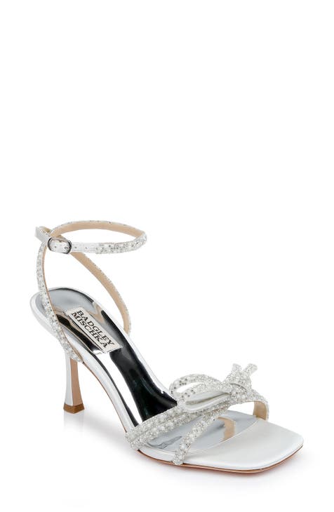  FSJ Women Crystal Studded Clear Pumps Sparkle Rhinestones Mid  Low Heel Sandals Slingback Half D'Orsay Pointed Toe Wedding Shoes Size 4  Beige