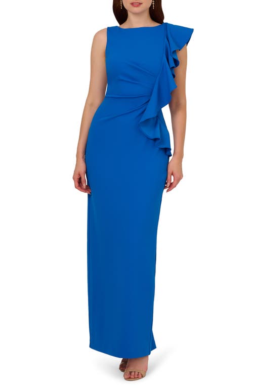 ADRIANNA PAPELL ADRIANNA PAPELL RUFFLE CREPE COLUMN GOWN