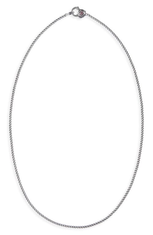 Men's Ruby Rosette AA Curb Chain Necklace in Sterling Silver