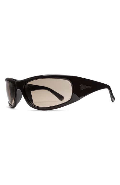 Electric Bolsa Sport 45mm Wraparound Sunglasses In Gloss Black/ Amber