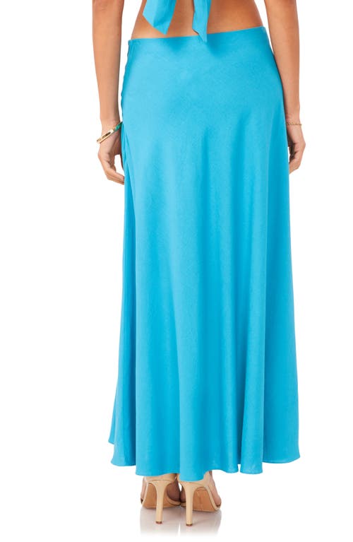 1.state Linen Blend Maxi Skirt In Laguna Mist Blue