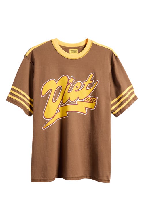 Diet Starts Monday Striped Bolt Cotton Graphic T-shirt In Brown