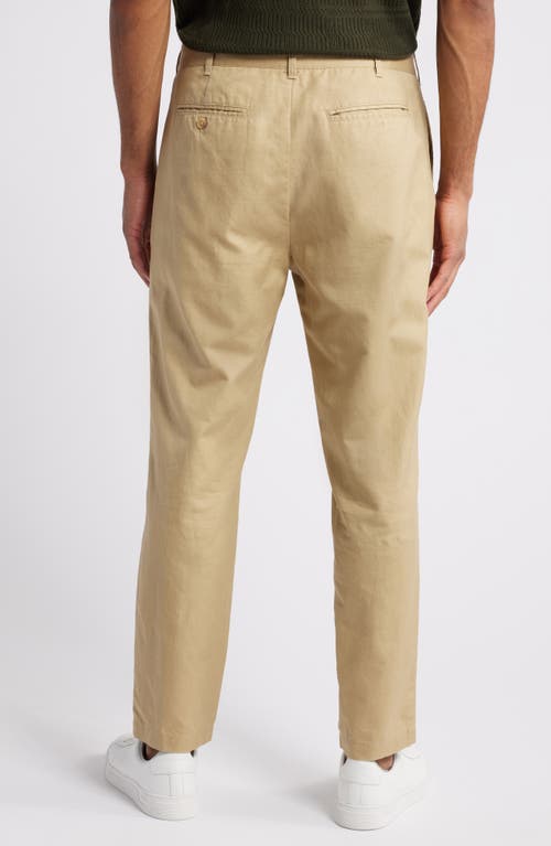 Shop Rails Hawthorne Pleated Cotton & Linen Chinos In Khaki