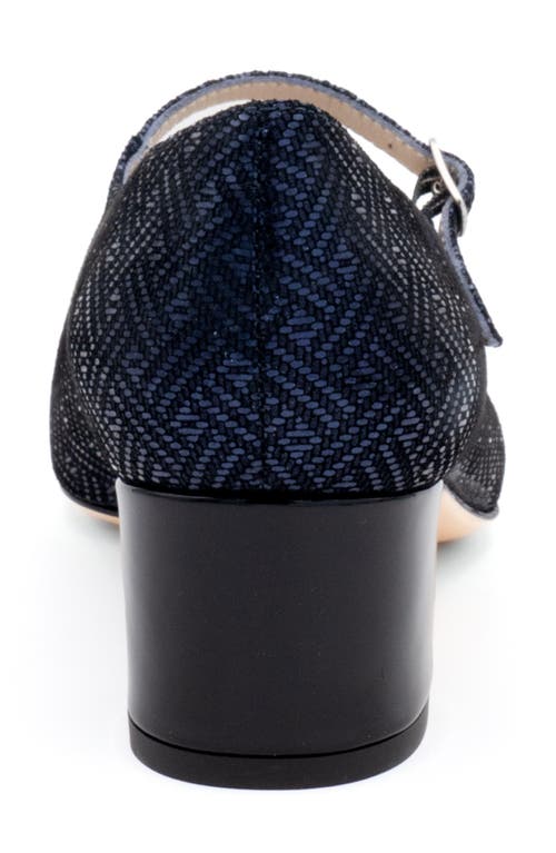 Amalfi By Rangoni Pluto Mary Jane Pointed Cap Toe Pump In Tetris Blu/black Vernice