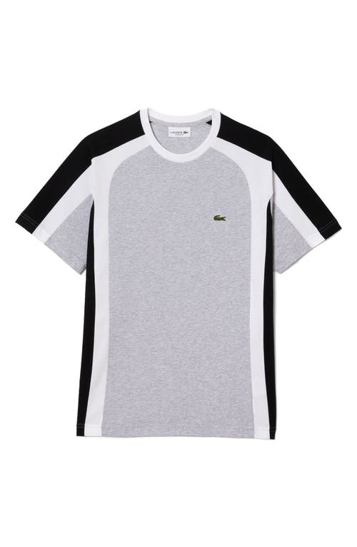 Lacoste Colorblock Cotton Crewneck T-shirt In Gray