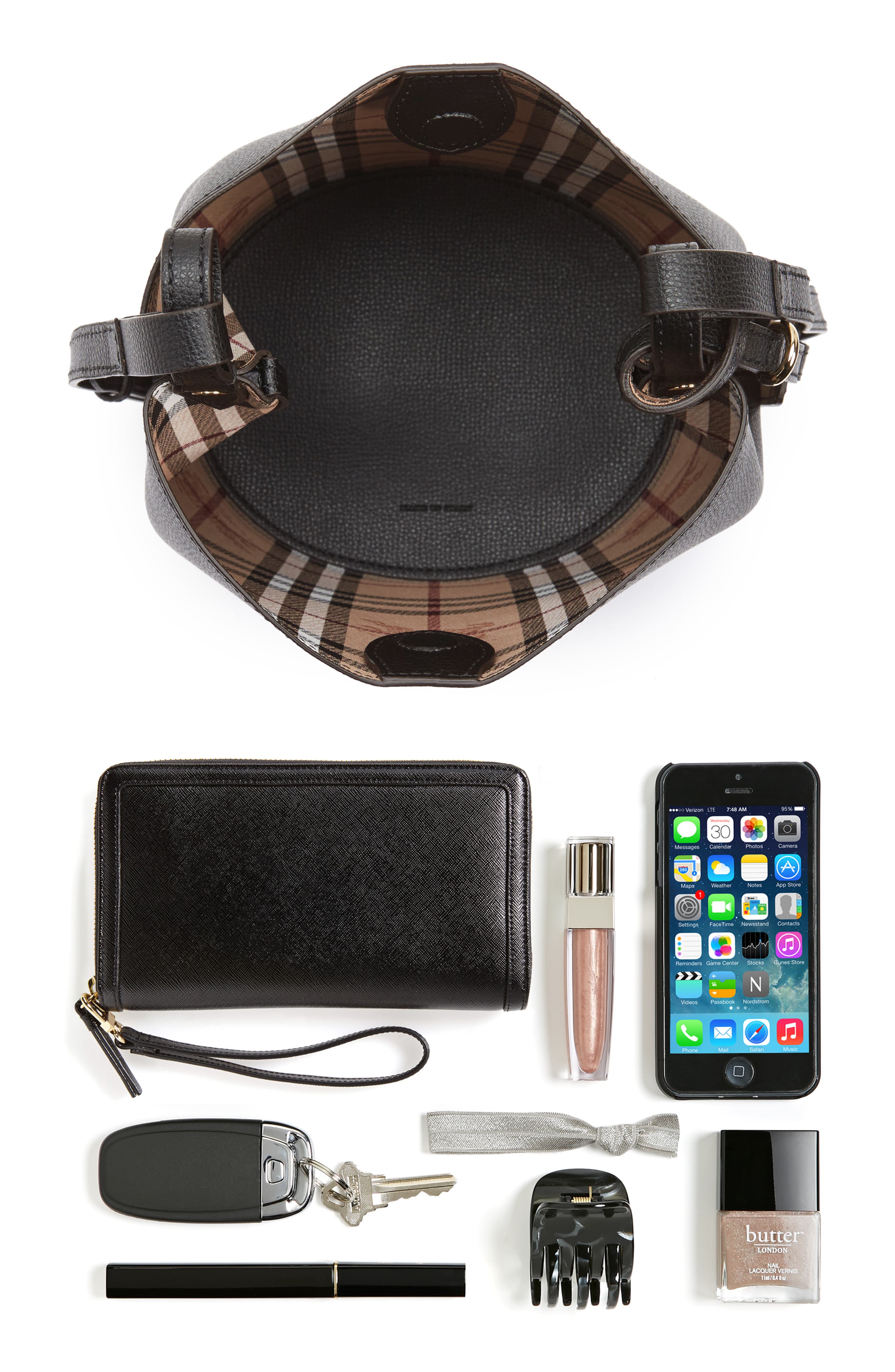 burberry small lorne leather bucket bag