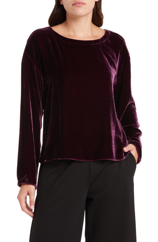 EILEEN FISHER BALLET NECK VELVET TOP