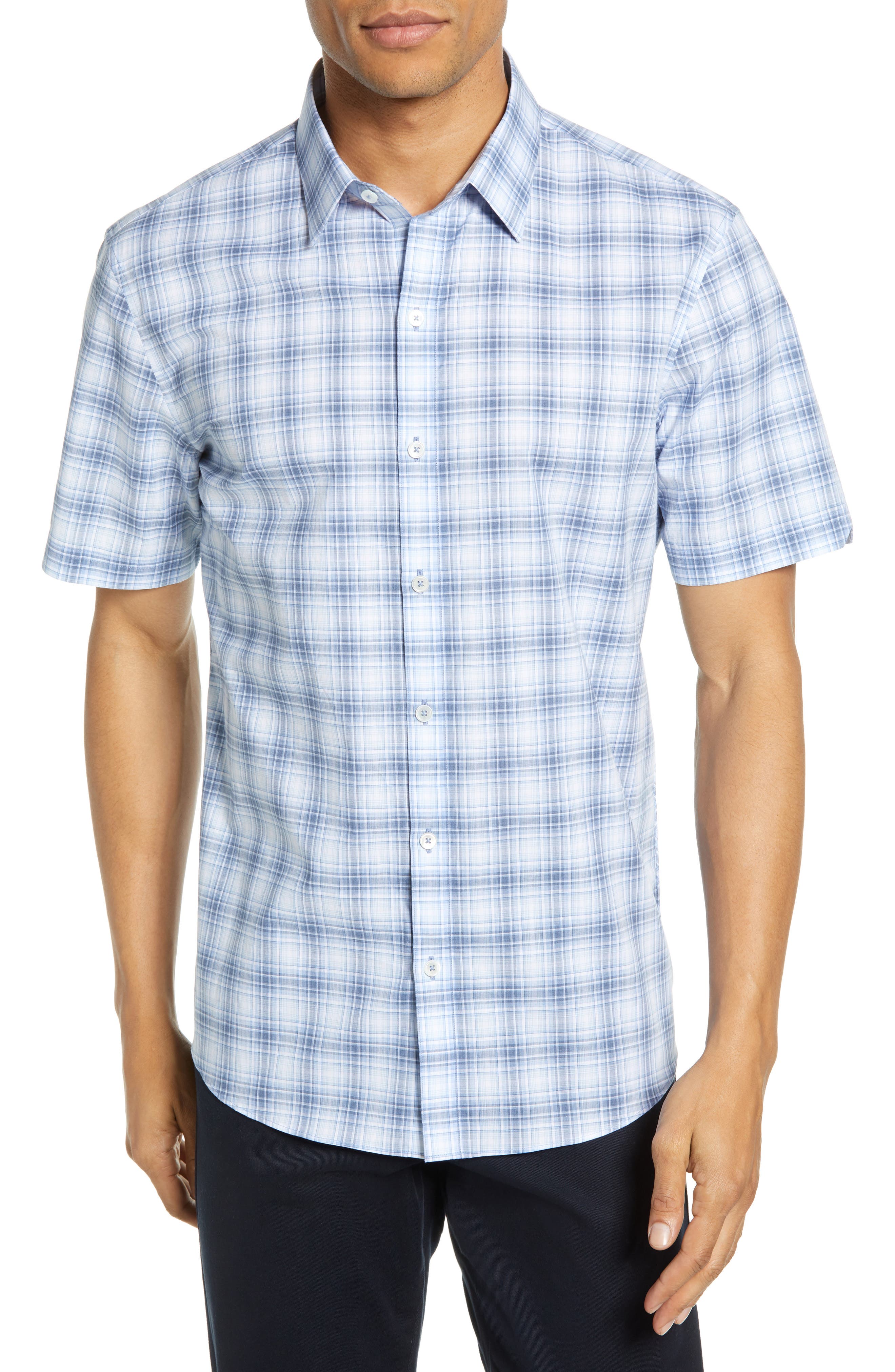 Zachary Prell Bianco Regular Fit Plaid Sport Shirt, Blue