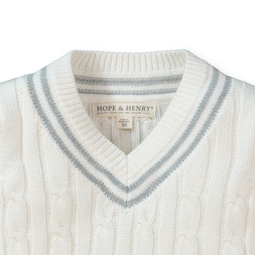 Shop Hope & Henry Baby Boys' V-neck Cricket Sweater, Infant In Soft White With Gray