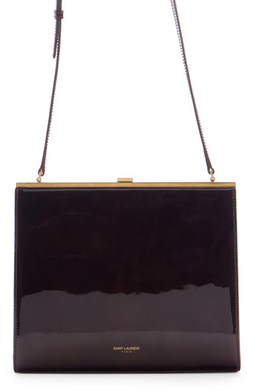 Saint Laurent Small Sac Patent Leather Frame Shoulder Bag in Espresso Forte at Nordstrom