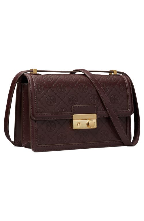 Shop Tory Burch T Monogram Debossed Convertible Shoulder Bag In Maroon