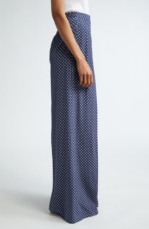 Michael Kors Polka Dot Pleated Silk Palazzo Pants In Midnight/ Optic White