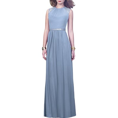 Dessy Collection Embellished Open Back Gown, Blue
