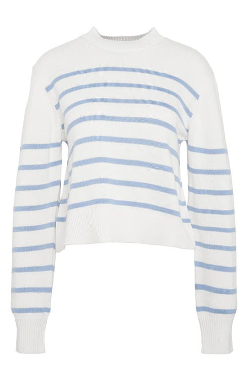 Shop Barbour Emery Stripe Crop Cotton & Cashmere Sweater In Cloud/blue Sky