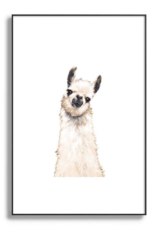 Deny Designs Llama Portrait Framed Art Print in Black Tones