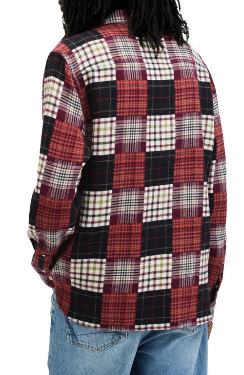 Allsaints Patchi Patchwork Checked Relaxed Shirt In Sangria Red