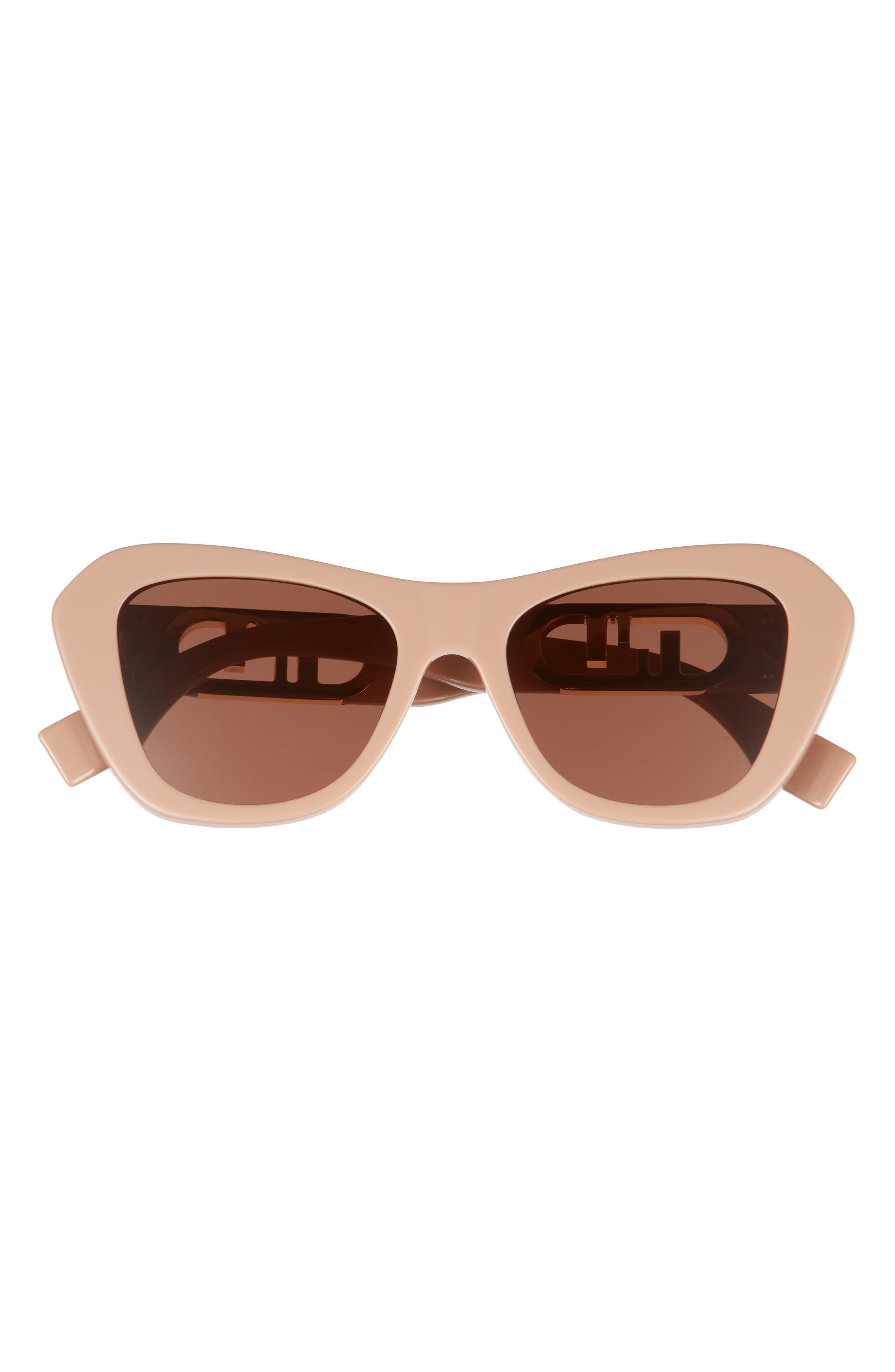 Fendi O'Lock - Gold metal sunglasses with brown lenses
