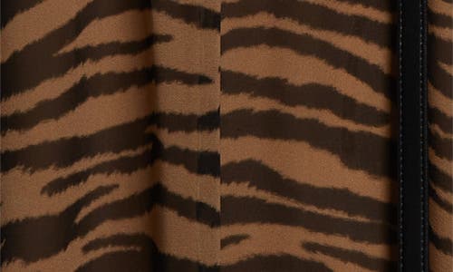 Max Mara Glizia Tiger Stripe Long Sleeve Belted Silk Georgette Midi Shirtdress In Black