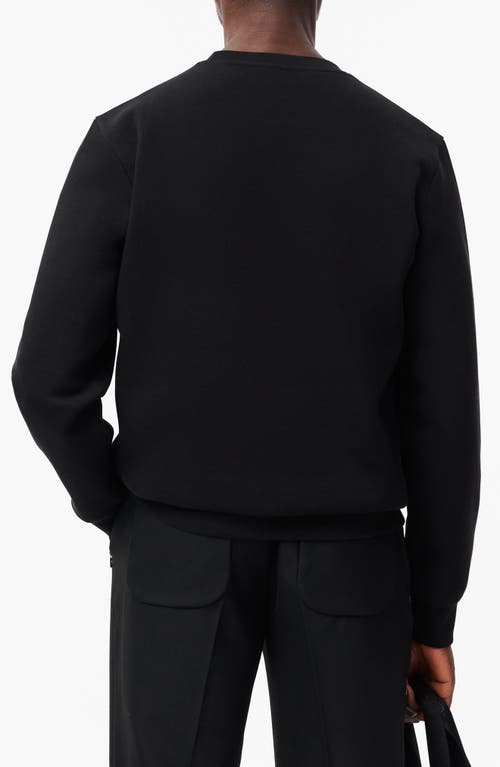 Shop Lacoste Double Face Cotton Blend Piqué Sweatshirt In Black