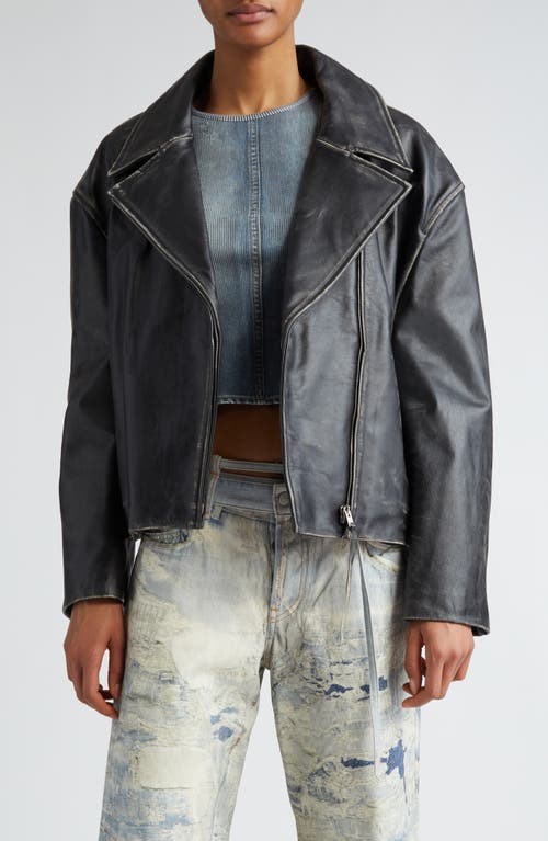 Acne Studios Lilket Distressed Leather Moto Jacket Black at Nordstrom, Us