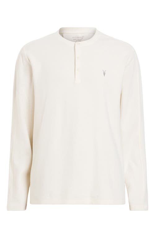 Shop Allsaints Rowe Long Sleeve Cotton Henley In Chalk White