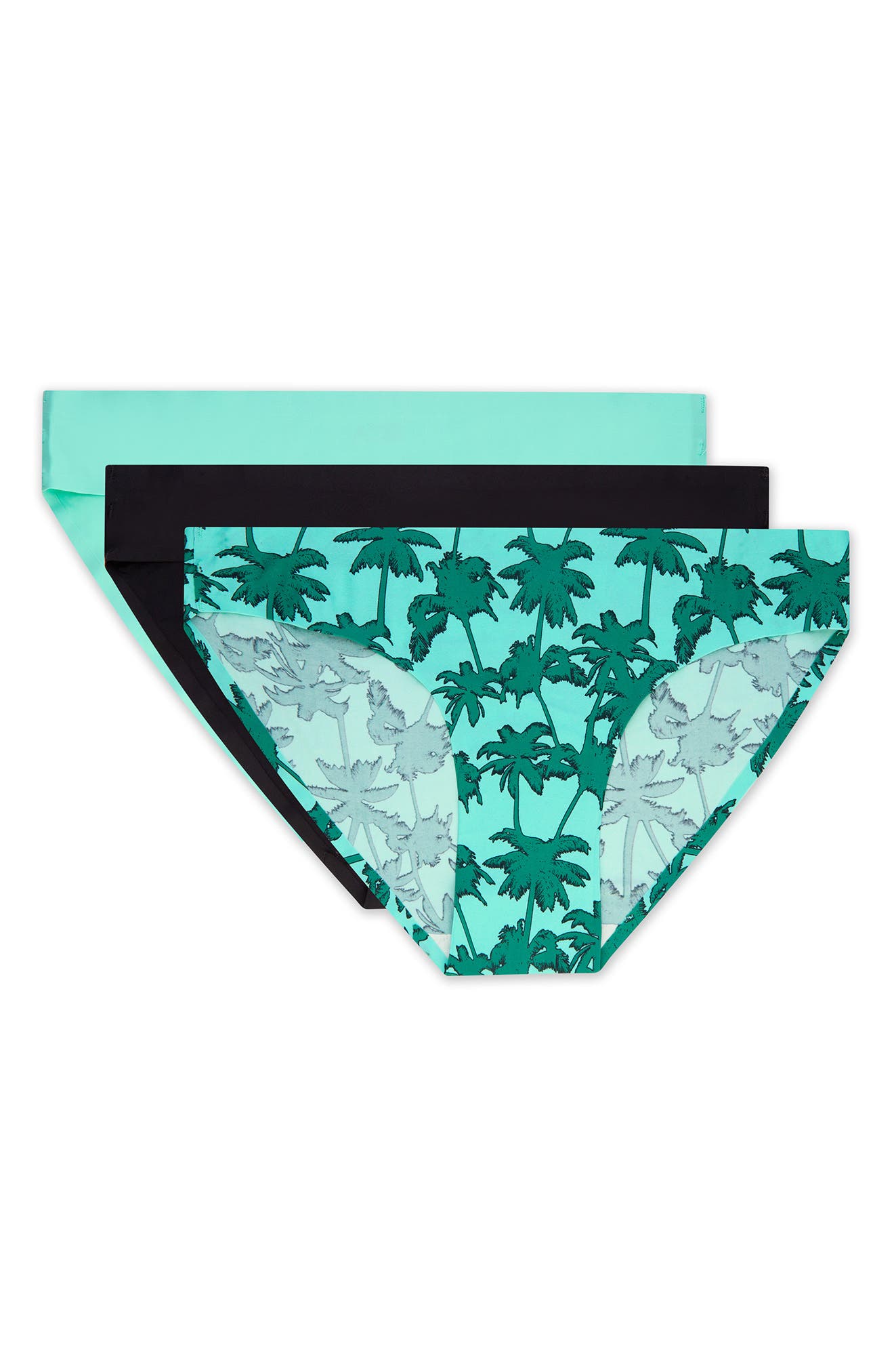 aqs Seamless Bikini Panties Mint/Black/White 3 Pack
