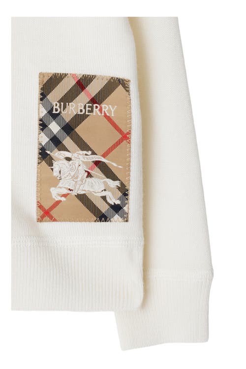 Burberry Check Label Wool Cardigan In Ivory