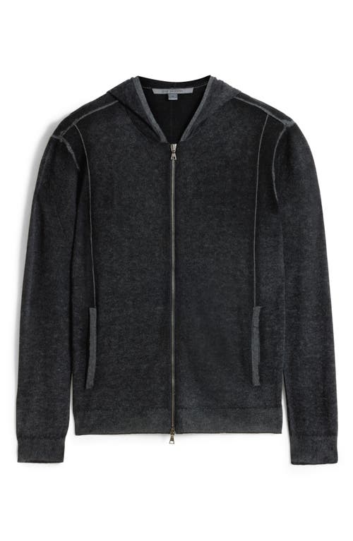 Shop John Varvatos Sutter Silk & Cashmere Zip Hoodie In Dark Grey Heather