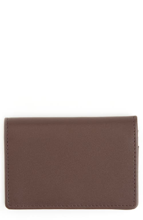 ROYCE New York Personalized Leather Card Case in Brown- Gold Foil 