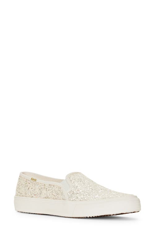 Keds Double Decker Glitter Slip-On Sneaker Cream at Nordstrom,