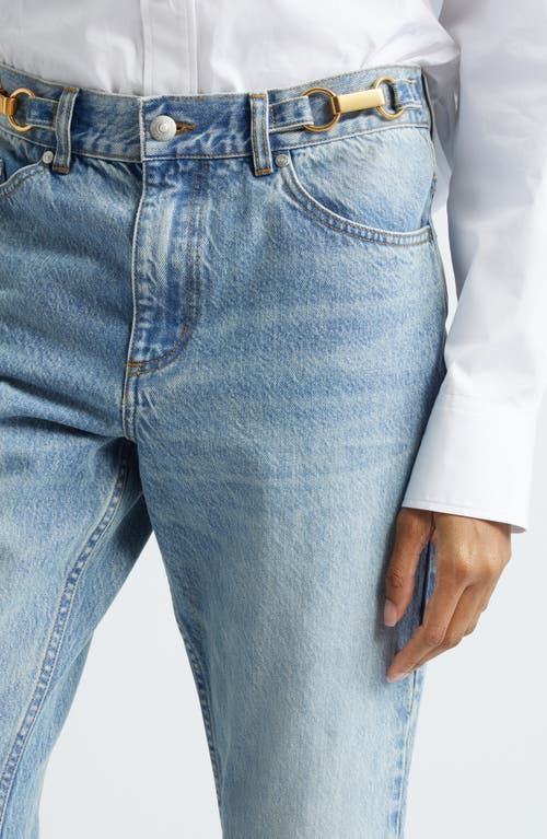 Shop Stella Mccartney Hardware Detail Denim Straight Leg Jeans In Vintage Blue Denim