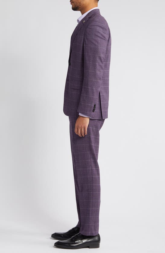 Shop Ted Baker London Karl Slim Fit Plaid Stretch Wool Blend Suit In Berry