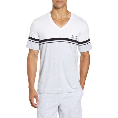 Boss Stripe V-Neck T-Shirt, Grey