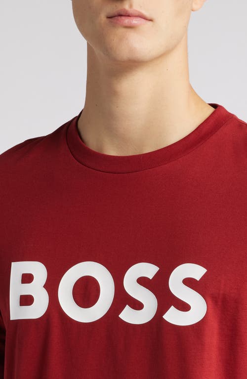 Shop Hugo Boss Boss Tiburt Logo Graphic T-shirt In Medium Red